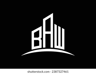 Letter BAW building vector monogram logo design template. Building Shape BAW logo.