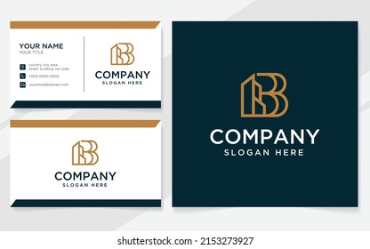 Carta BB con el logotipo de construcción adecuado para la empresa con plantilla de tarjeta de visita