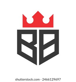 Letter BB Crown Logo. Crown on Letter BB Logo Design Template
