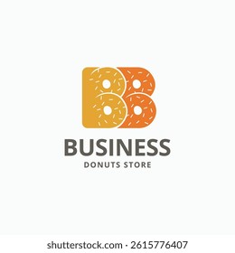Letter BB with donuts logo design. Simple flat B B monogram doughnut cake symbol logo icon vector illustration