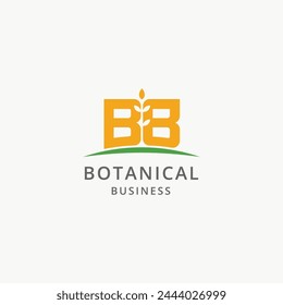Letter BB with grow plant agriculture botanical logo design. BB monogram nature leaf icon
