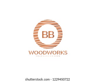 Letter BB initial wood logo vector