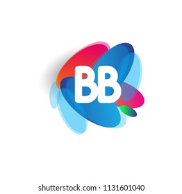 Letter BB logo with colorful splash background, letter combination logo design for creative industry, web, business and company.