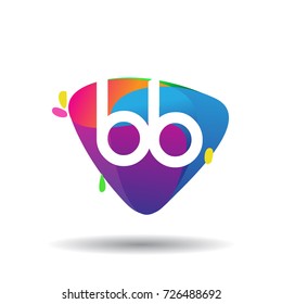Letter BB logo with colorful splash background, letter combination logo design for creative industry, web, business and company.