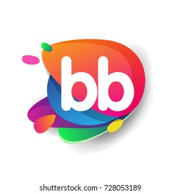 Letter BB logo with colorful splash background, letter combination logo design for creative industry, web, business and company.