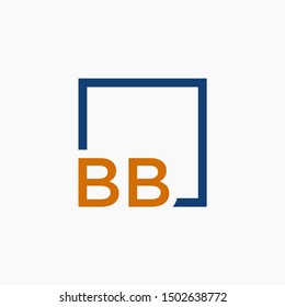 Letter BB Logo design with square frame line art. business consulting concept. studio,room,group icon. Suitable for business, consulting group company. - vector