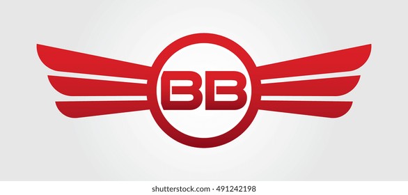 Letter BB Logo Winged Red Color