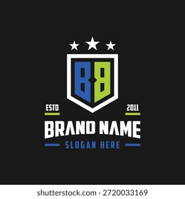 letra BB monograma escudo estrella logo diseño Vector Plantilla