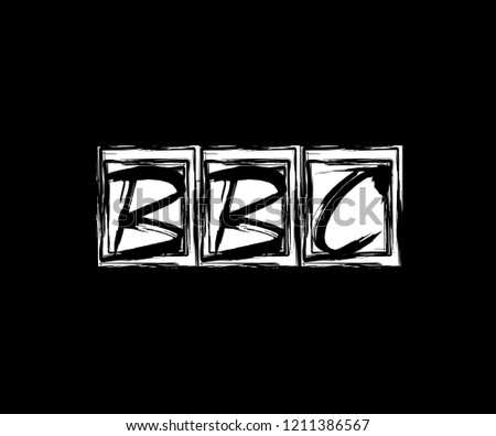 Letter BBC Hand Drawn Brush Stroke Square Monogram Logo