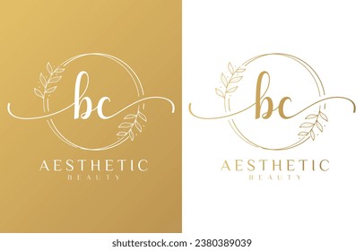 Letter BC Beauty Logo with Flourish Ornament