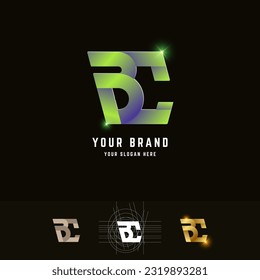 Letter BC or CB monogram logo with grid method design