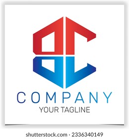 letter BC initial hexagon logo icon premium elegant template vector eps 10
