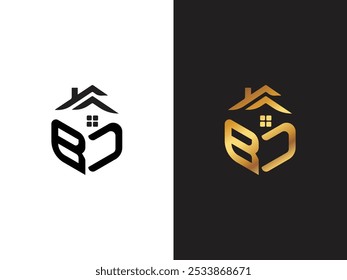 Letter BC or Initial Letter and Home Real Estate Shape Logo Design Vector
