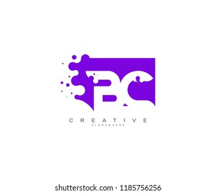 Letter BC Logo Design Vector with Abstract Square Shape Dots