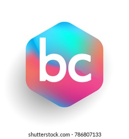 Letter BC logo in hexagon shape and colorful background, letter combination logo design for business and company identity.
