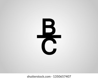 The letter BC logo with the letter position above and below. Monogram logos for letters B and C are black. Vector illustration