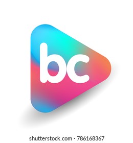 Letter BC logo in triangle shape and colorful background, letter combination logo design for business and company identity.
