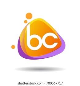 Letter BC logo in triangle splash and colorful background, letter combination logo design for creative industry, web, business and company.