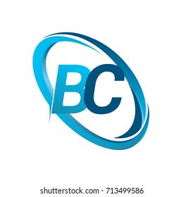 letter BC logotype design for company name colored blue swoosh. vector logo for business and company identity.
