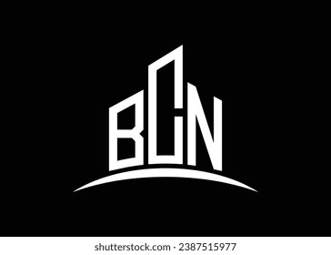 Letter BCN building vector monogram logo design template. Building Shape BCN logo. svg