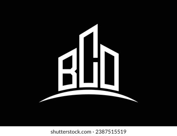 Letter BCO building vector monogram logo design template. Building Shape BCO logo.