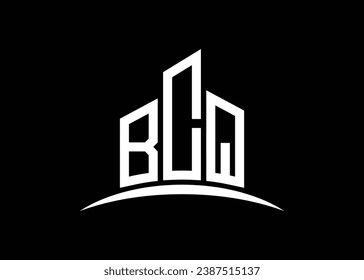 Letra BCQ edificio vector monograma plantilla de diseño de logotipo. Construyendo el logotipo de BCQ Shape.