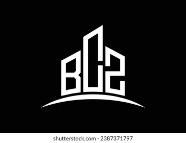 Letter BCZ building vector monogram logo design template. Building Shape BCZ logo.