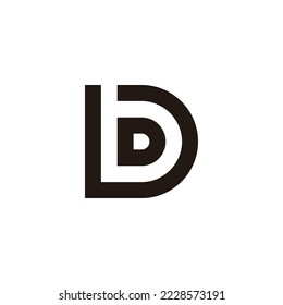 Letter bD Db b D outline, curve geometric symbol simple logo vector