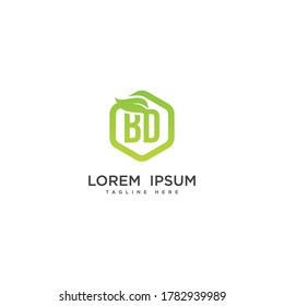 Letter BD eco leaf logo icon design template elements