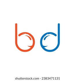 Letter bd face impression  logo design vector royalty free image template 