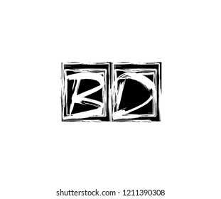 Letter BD Hand Drawn Brush Stroke Square Monogram Logo
