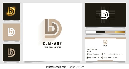 Letter bD or LD monogram logo with business card design