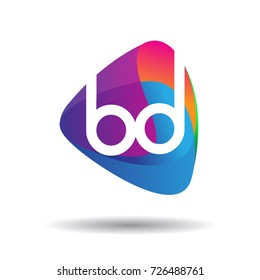 Letter BD logo with colorful splash background, letter combination logo design for creative industry, web, business and company.