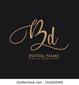 Letter Bd Logo. Initial Letter Design Vector Luxury Colors