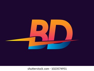 Letter BD logo with Lightning icon, letter combination Power Energy Logo design for Creative Power ideas, web, business and company.