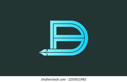 Letra BD y diseño del logotipo de la pluma.