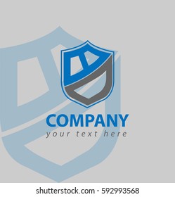 Letter BD Shield Shape Logo Blue