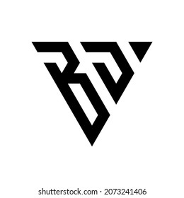 Letra diseño de logotipo de triángulo triangular de BD