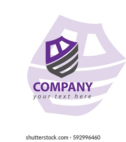 Letter BE BW Shield Shape Logo Purple