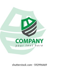 Letter BE BW Shield Shape Logo Green