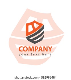 Letter BE BW Shield Shape Logo Orange