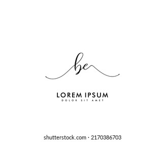 Letter BE Initial handwriting logo with signature and hand drawn style.