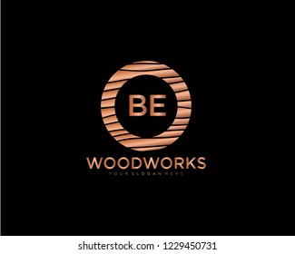 Letter BE initial wood logo vector