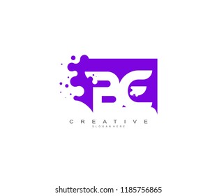 Letter BE Logo Design Vector with Abstract Square Shape Dots