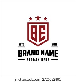 letra BE monograma escudo estrella logo diseño Vector Plantilla