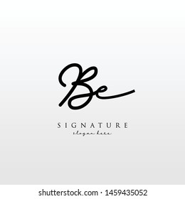 Letter BE Signature Logo Template - Vector