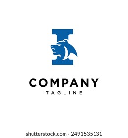 Letter I Bear Head Logo Icon Vector