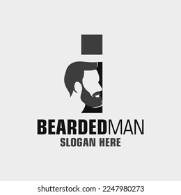 Letter I Barted Man Logo Design Template Inspiration, Vektorgrafik.