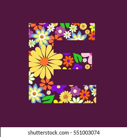 Letter of beautiful flowers E