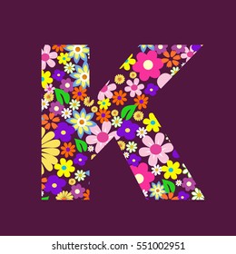 Letter of beautiful flowers K